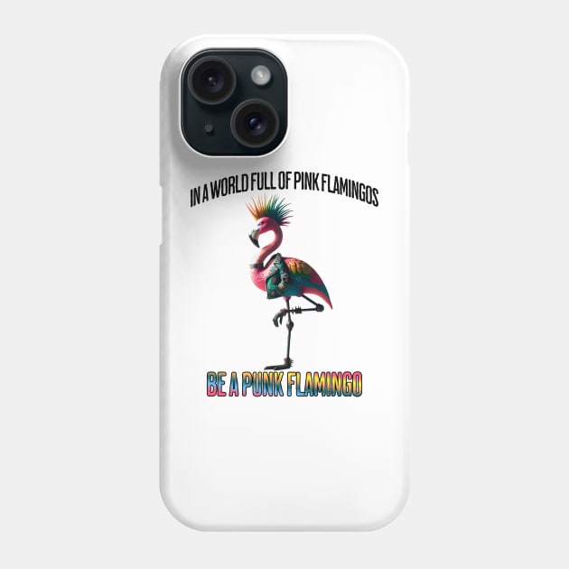 In a World Full of Pink Flamingos, Be a Punk Flamingo Phone Case by Luxinda