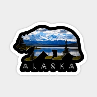 Alaskan Bear With Lake Mountain Magnet