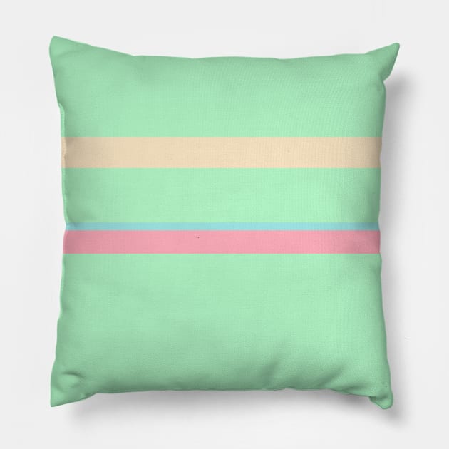 A particular joint of Light Pink, Blue Lagoon, Light Mint and Bisque stripes. Pillow by Sociable Stripes