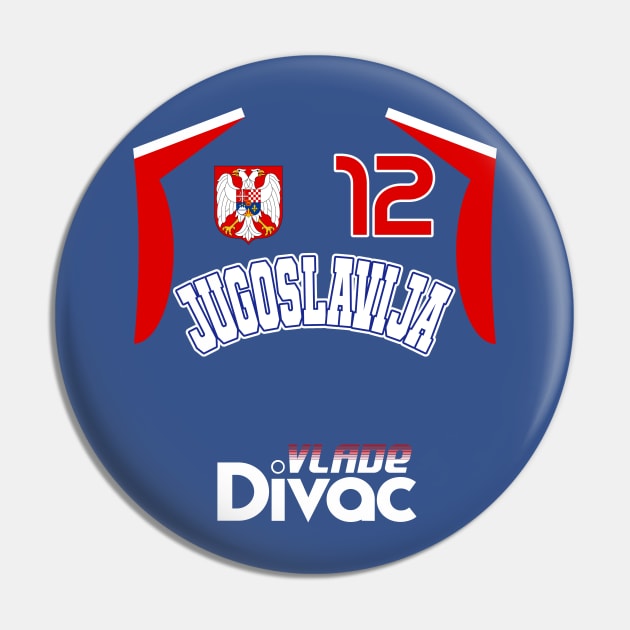 Vlade Divac Retro Yugoslavia Euro Basketball Fan Design Pin by darklordpug