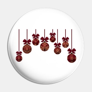 Red Christmas baubles with ornamental detail Pin