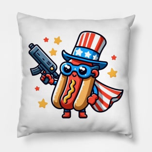 A Whimsical Tribute to American Culture in Cartoon Style Pillow