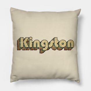 Kingston // Vintage Rainbow Typography Style // 70s Pillow