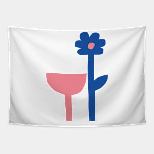 Blue and pink flower Tapestry