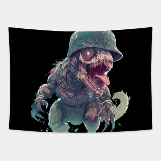 Spooky military zombie tyrannosaurus rex Tapestry