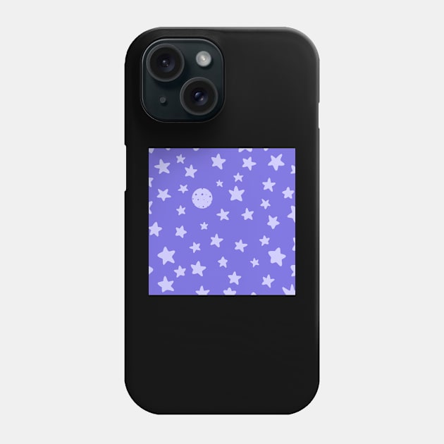 Purple night sky universe galaxy with stars and the moon Phone Case by loulou-artifex