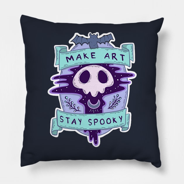 Make Art Stay Spooky Pillow by wartoothdesigns