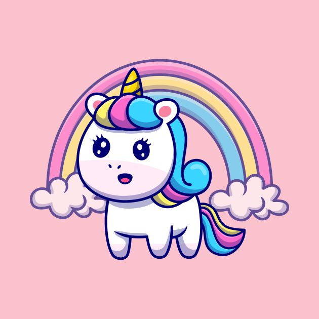 Cute Unicorn With Rainbow Cartoon by Catalyst Labs