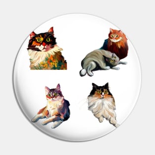 Painted Medieval Cats Pin