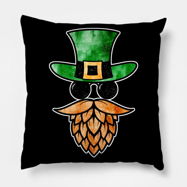 Beer Lover's Hipster Hops Leprechaun for St. Patick's Day Pillow by cottoncanvas