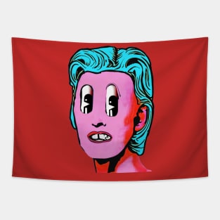 Horrible Retro Pop Art 2 | Alternate Universe Surreal LSD Design | Pink Face Tapestry