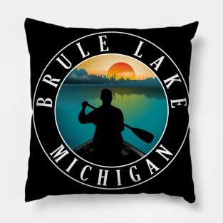 Brule Lake Canoeing Michigan Sunset Pillow