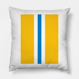 Retro American Football Stripes LA Yellow, White, Blue Pillow