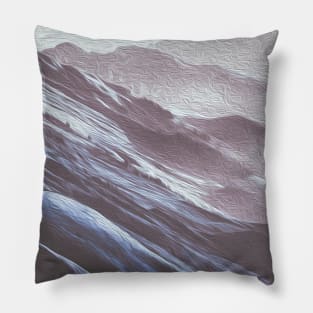 Blue Grey Mountains Oil Effects 1 Pillow