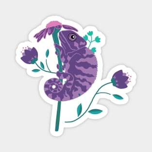 Chameleon with a flower Magnet