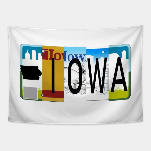 Iowa License Plates Tapestry by stermitkermit