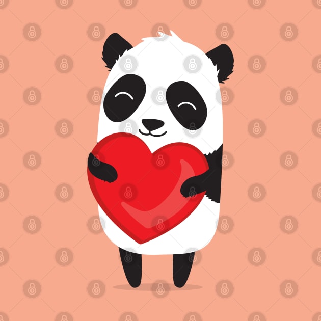 Cute cartoon panda holding heart. by hyperactive