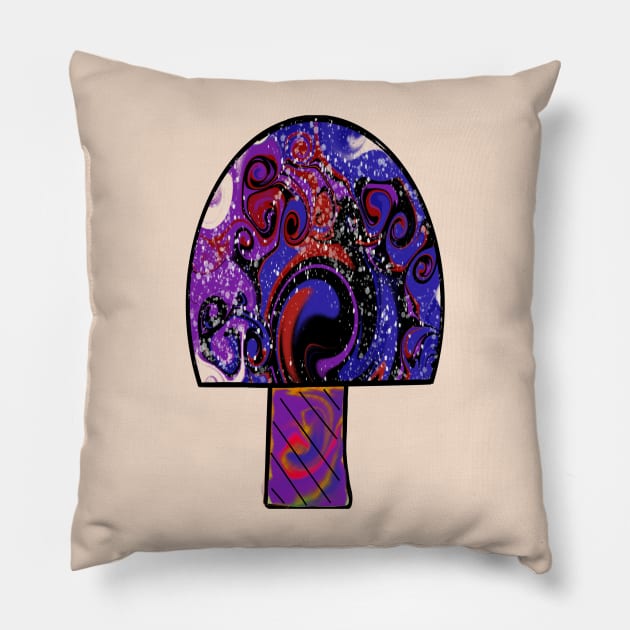 Spacey mushrooms Pillow by Orchid's Art