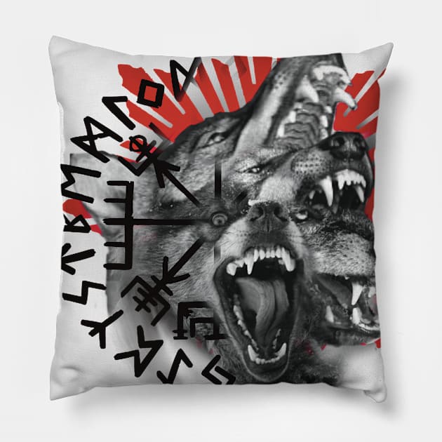 pagan wolf Pillow by Paskalamak