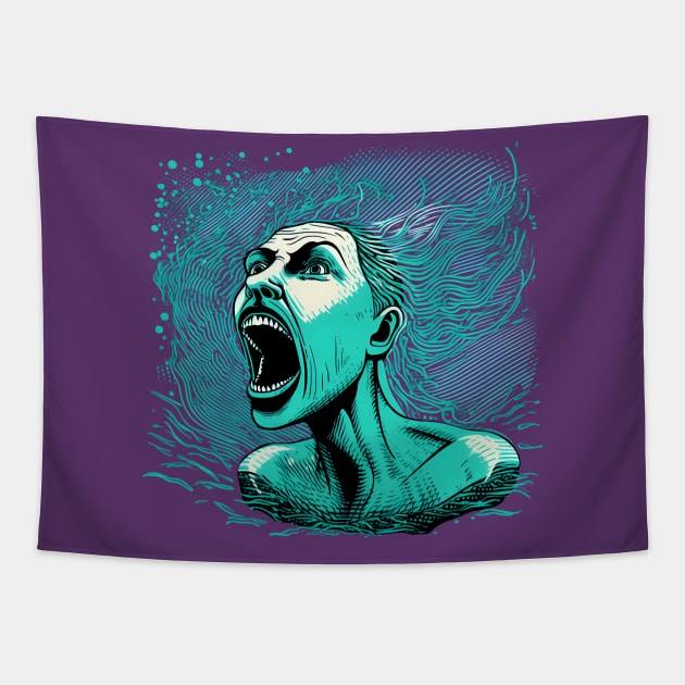 The Melancholy Mermaid's Lament Tapestry by Screamfinity
