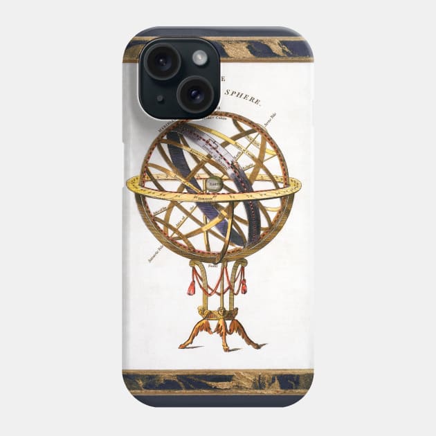 Vintage Astronomy, Artificial or Armillary Sphere with a Decorative Border Phone Case by MasterpieceCafe