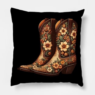 Flower cowgirl boots Pillow