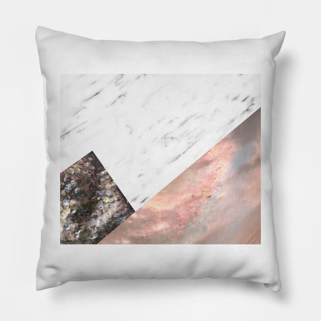 Marble with sequins and mother of pearl Pillow by marbleco