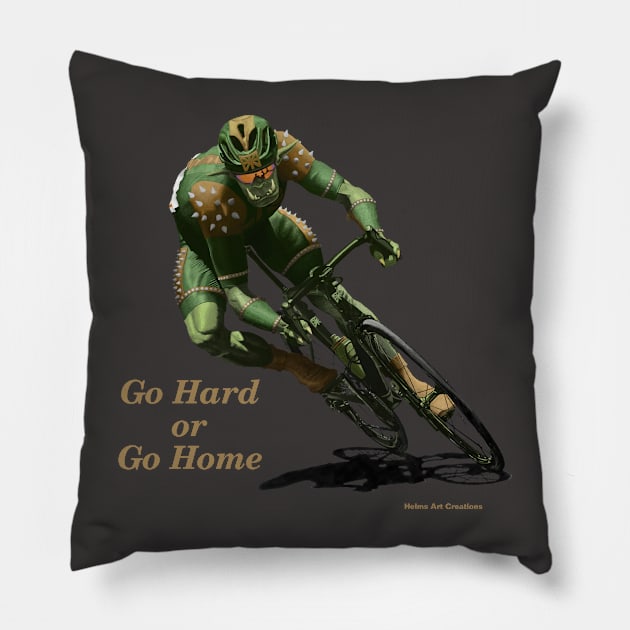 Warriors Road Race Bicycle Racing Pillow by Helms Art Creations