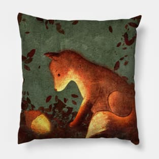 Cute Baby Fox in the Woods Pillow