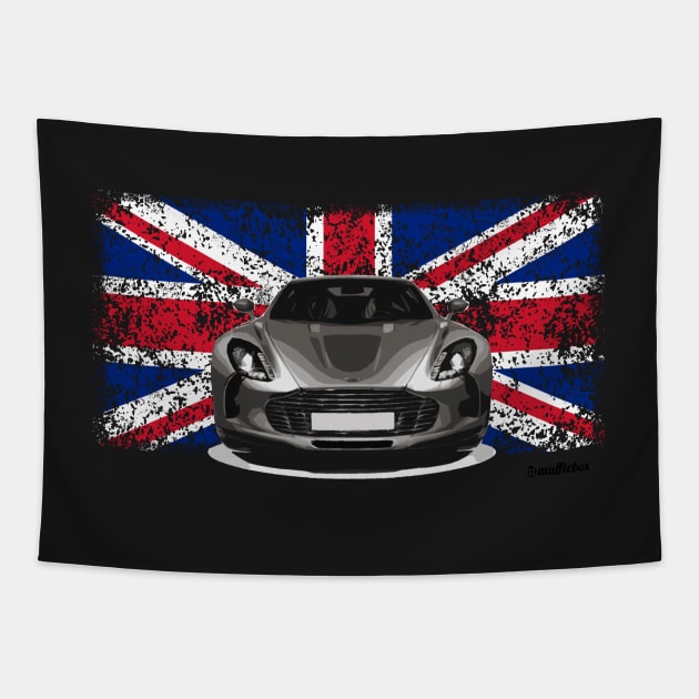 Aston Martin One 77 British Flag Tapestry by mufflebox