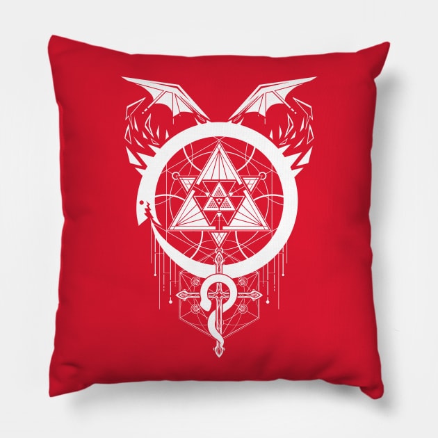 White Snakes of Alchemy Pillow by njonestees