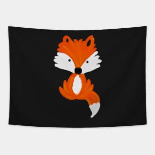 Fox - oil painting pattern black Tapestry