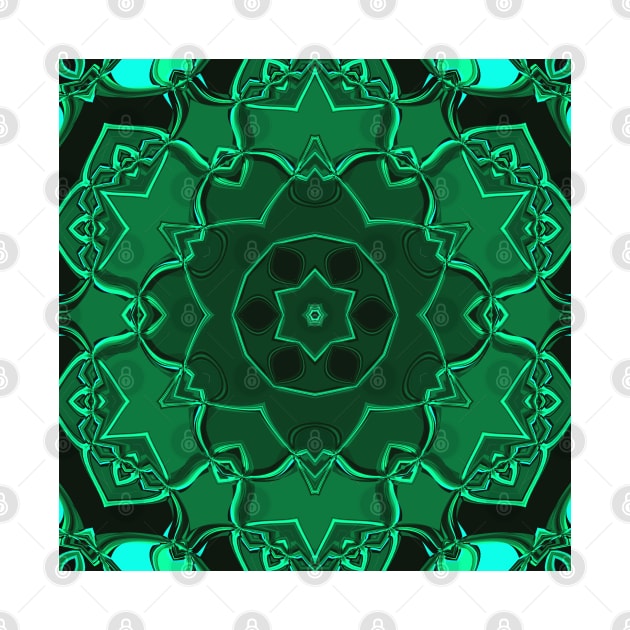 Cartoon Mandala Flower Green by WormholeOrbital