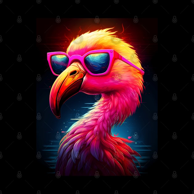 Cool Tropical Flamingo Wearing Sunglasses by Juka