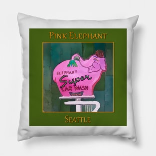 Pink Elephant Neon Sign in Seattle Pillow