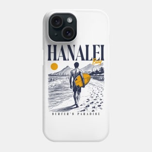 Vintage Surfing Hanalei Bay, Hawaii // Retro Surfer Sketch // Surfer's Paradise Phone Case