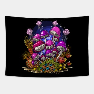 Ocean Bottom Magic Mushrooms Tapestry