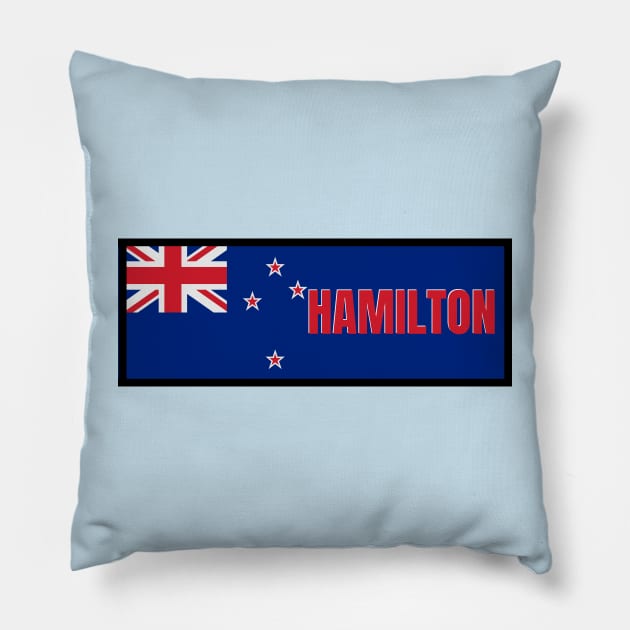 Hamilton City in New Zealand Flag Pillow by aybe7elf