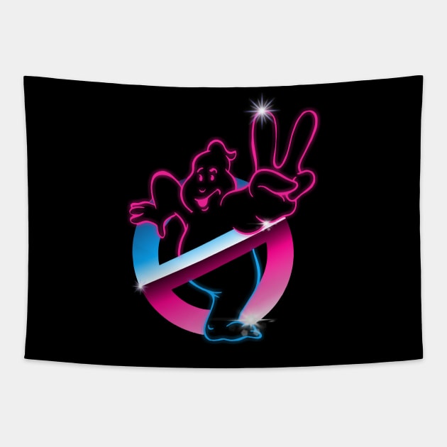 Ghostbusters - Neon retro Tapestry by Cika Ciki