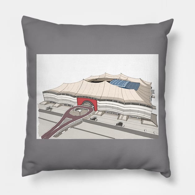 Sketching of Stadium Qatar Pillow by Roza@Artpage