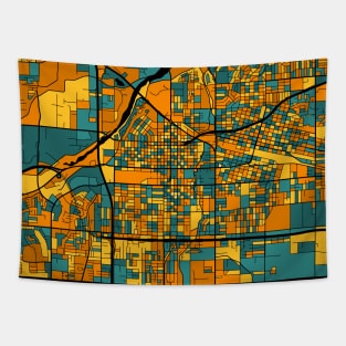 Bakersfield Map Pattern in Orange & Teal Tapestry