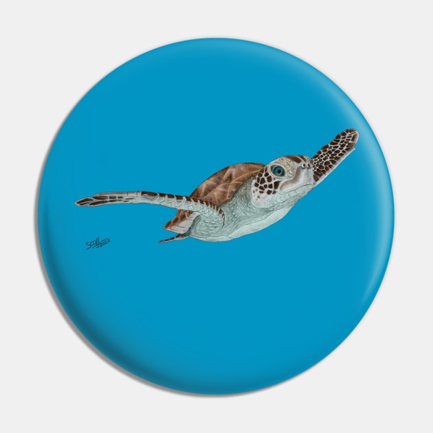 Green Sea Turtle 2 Pin by Cozmic Cat