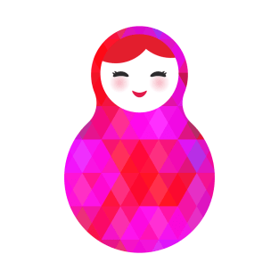 Russian dolls matryoshka screw up one's eyes with bright rhombus pink colors. T-Shirt