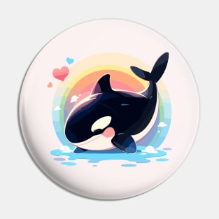 Kawaii - Rainbow Orca Pin