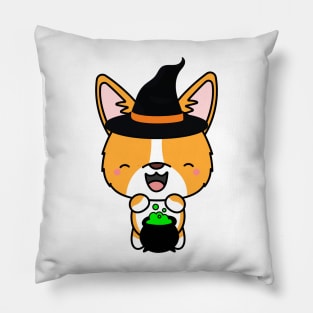 Cute corgi dog is a witch Pillow