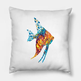 "Acrylic Paint Pour Angelfish" Pillow