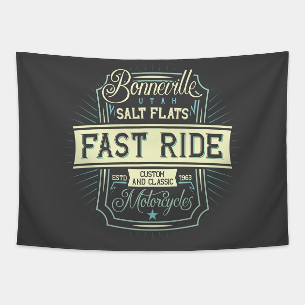 Bonneville Utah Salt Flats Fast Ride Custom Motorcycles Design Tapestry by Jarecrow 