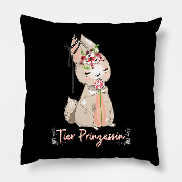 Hase Schleife Tier Prinzessin Blumen Süß Pillow by Maggini Art