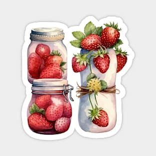 Strawberry Jam Jar Watercolor Magnet