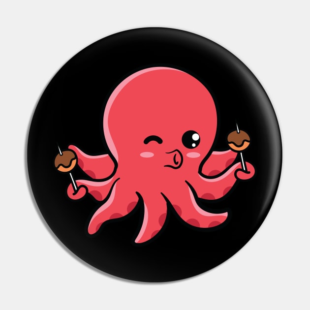 Cute Kawaii Takoyaki Octopus Pin by KawaiiAttack